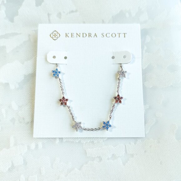Kendra Scott Sierra Star Silver Chain Bracelet Crystal - Picture 1 of 4